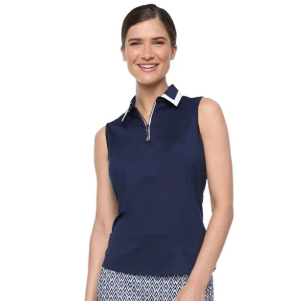 Belyn Key Birdie Sleeveless Polo In Ink Size S